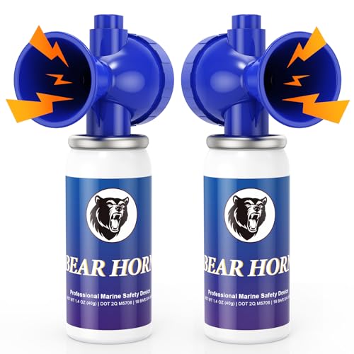 Nicehill 2 Pack Bear Horn 122dB Loud Bear Horns to Scare Bear Handheld Air Horn with Easy Button Operation for Warning Signals & Alerts 1.4oz Blue