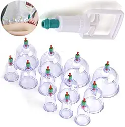 Kit 12 Ventosas Terapêuticas Corporais para Ventosaterapia, Copos de Massoterapia, Cupping e Acupuntura por Sucção.