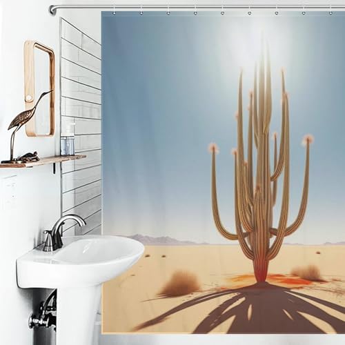 Rideau de bain imperméable anti-éclaboussures en polyester lavable cactus - 6