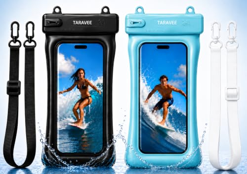 Image of Waterproof Phone Pouch, IPX8 Universal Waterproof Phone Case Dry Bag with Lanyard for iPhone 14 13 12 11 Pro Max XR X XS SE 8 Plus Samsung S23 S22 Ultra S21 S10 S9 (Floating- Black & Blue -2)