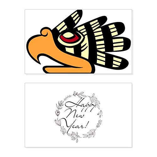 Tarjeta de felicitación de año nuevo con diseño abstracto de cabeza de águila y estilo indio