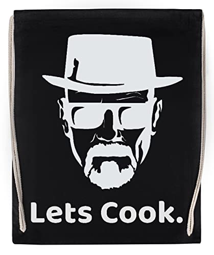 Heisenberg Head Lets Cook Breaking Bad Negro Deporte Bolsa el Gimnasio Duradera Respetuosa con el medio ambiente Drawstring Gym Bag