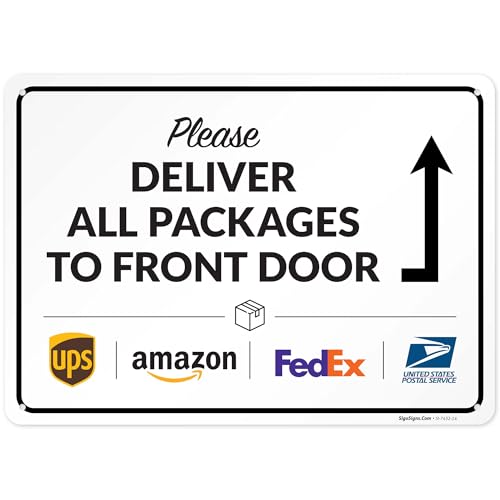 Image of Package Delivery Sign, Delivery Instructions All Package Front Door Sign, 10x14 Inches, Rust Free .040 Aluminum, Fade Resistant, Made in USA