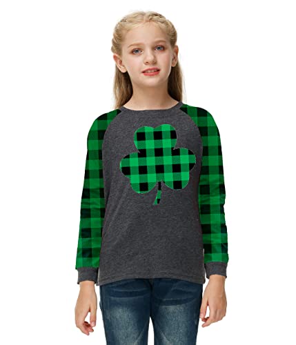 Image of Remimi Girls Thanksgiving Shirts Buffalo Plaid Raglan Tee Cute Turkey Holiday Party Long Sleeve Tshirt 5-14 Years
