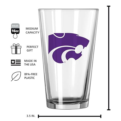 Image of Logo Brands NCAA 16 oz Pint Glass - Durable Glass With Bold Team Color- Chip-Resistant Rim Drinkware For Fans, Tailgates, Home Bars & Everyday Use