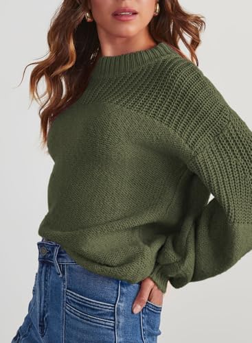 Sidefeel Women's Pullover Sweaters Casual Long Sleeve Crewneck Loose Knit Jumper Tops3