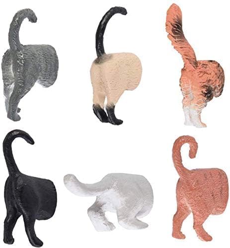 Chichic Multi 2 Cat Butt Magnets 6 Pack Fun Animal Butt Magnets Refrigerator Magnets Office Magnet, Kitchen Decor Fridge Cat Ornament Perfect For Whiteboard Map Notes, Novelty Gift For Cats Lovers