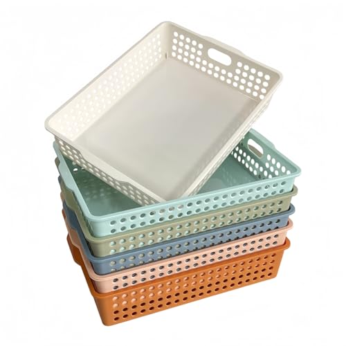 RAUVOLFIA 6 Pack Plastic Turn in Paper Trays for Classroom,