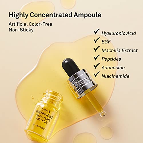 Ultra V Signature Ampoule - Anti Aging Antioxidant Serum – Peptides, Niacinamide, Hyaluronic Acid – Anti Wrinkle, Smoothes, Softens Skin - 0.27 fl.oz 4 Packs 12,000ppm