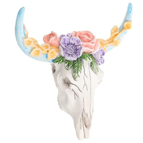 TOYANDONA Calavera de Vaca Decorativa de Resina Colgante para Pared Cabeza Toro Realista para Jardín Salón Balcón y Fiesta Adorno Único para Hogar y Regalo de Inauguración