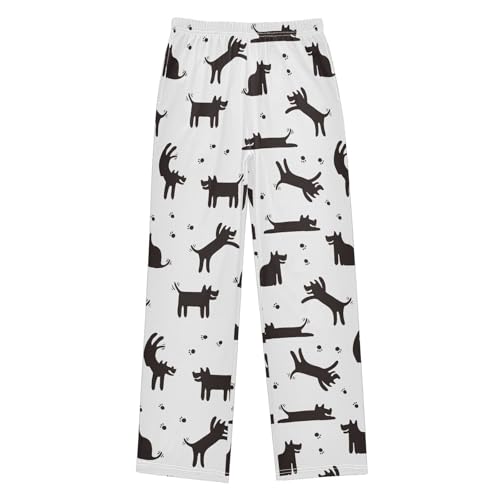 Boys' Pants Cute Monochrome Dog Long Bottoms Jogger Pants Elastic Waist Trousers with Pockets S-XL