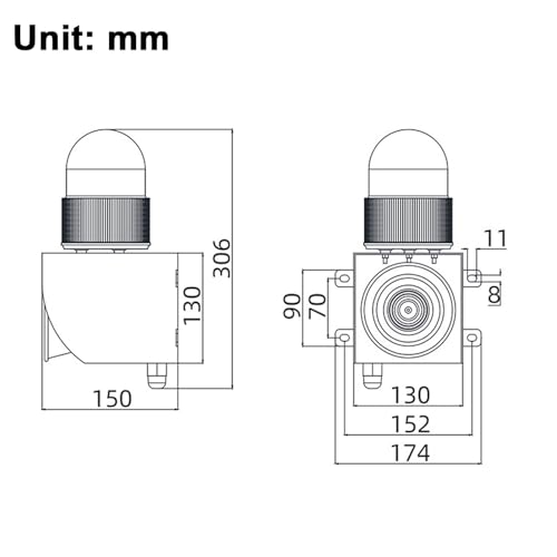 Sirena de alarma de 120dB con caja de control y luz estroboscópica LED regulable 5