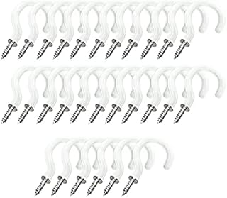 25 x PVC-Coated 32mm (1-1/4in) Cup Hooks  Wall Ceiling Plastic-covered Metal Screw-in Hooks for Kitchen Office Bedrooms Utility Room Garage