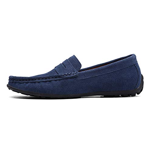 Men's Penny Loafer Suede Slip on Shoes Moc Toe Anti Slip Driving Shoes(Mazarine,10)2