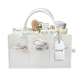 Bebbly Bolsa Organizadora para Pañales de Bebé 18x33x23cm, Cesta Organizadora de Fieltro con 8 Bolsillos Externos y 3...