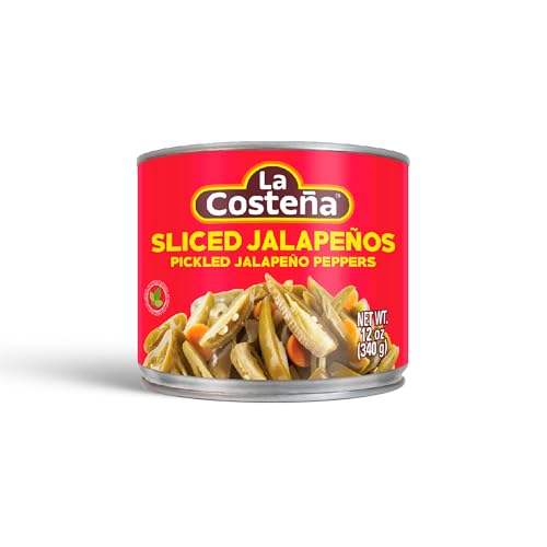 La Costeña Sliced Jalapeno Peppers - Pickled Jalapenos - Jalapeno Pepper - Hot Peppers for Mexican Food, Guacamole, Spicy Nacho & Taco Toppings, Enchiladas & Salsa - 12oz, 1 Pack Canned Jalapenos