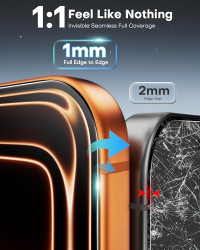 Image of OMOTON Privacy Screen Protector for iPhone 17 Pro Max [Auto-Align Installation], Tempered Glass with 9H+ Hardness & 12FT Military Grade Shatterproof, 100% Anti-Spy, Full Coverage Protection, 2 Pack