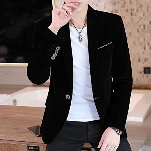 Men Vintage Velvet One Button Blazer Lightweight Solid Casual Sport Coat Single Breasted Slim Dinner Tuxedo Jacket2