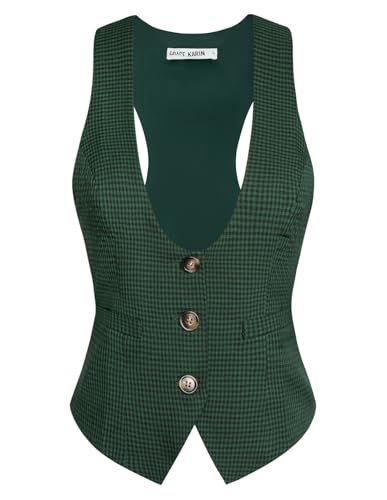 Image of GRACE KARIN Women's Suit Vest Top, Dressy Casual Sleeveless Button Waistcoat, Fromal Steampunk Blazer for Work Office
