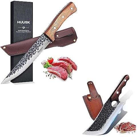 DRGSKL Butcher Boning Knife for Meat Cutting, Fathers Boning Knife and Meat Cleaver, Caveman Knife for Meat Cutting, Sheath Included, Outdoor Camping BBQ Ideal Present Gift Cover
