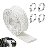 300CM Abgasschlauch für Stromerzeuger 25mm Hitzebeständiger Standheizung Schlauch Fiberglass Sleeving Abgasrohr mit 4 Clips Hitzeschutzschlauch Isolierung Schlauch Für Heizungen Air-Klimaanlage