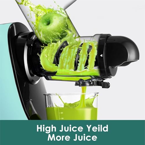 Image of Fretta Juicer Machines, Cold Press Juicer, BPA Free Masticating Juicer Machines Vegetable and Fruit, 3-Inch Wide Feeding Chute, Easy to Clean,Quiet and Strong DC Power, 200W (Light Blue)