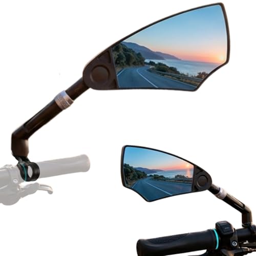 aLLreLi Bike Mirror Pair (2 Mirrors) with Extendable Arm (5.9–7.9 in / 15–20 cm), HD Convex Glass Rear View Mirror, 360° Rotatable Mirror for Bicycles & E-Bikes, Fits 20–25 mm Flat Handlebars - image 1