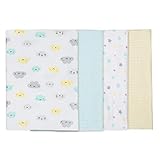 Gerber Baby 4-Pack Flannel Burp Cloth, Clouds, 20