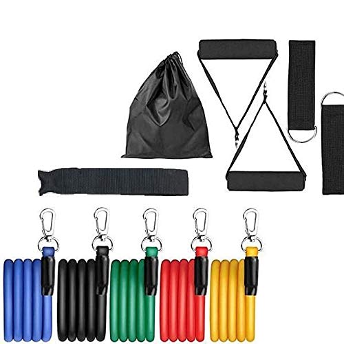 Kit Elástico Extensor 11 Peças Treinamento Pilates Fitness