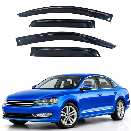 Image of IG Window Visors Fit for 2011-2018 Volkswagen Passat, Out-Channel Rain Guards Vent Wind Deflectors 4PC, Car Accessories for 11-18 VW Passat