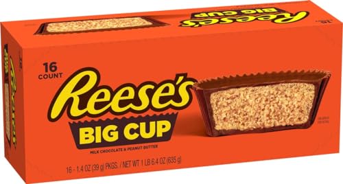 REESE'S BIG CUP Peanut Butter Cup, Milk Chocolate Covered Peanut Butter Cup Candy, 1.4 Ounce, 16 Count (Pack of 2) image 5