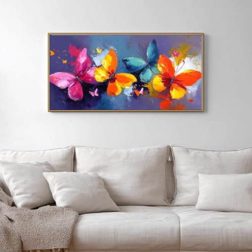 Affiche impression sur toile papillon coloré pour déco salon et chambre