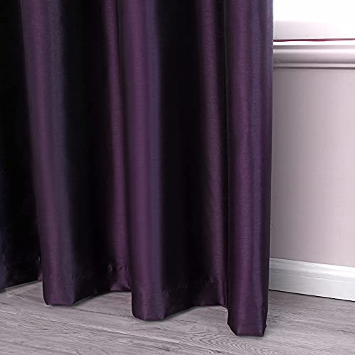 Image of GYROHOME Faux Silk Blackout Curtains with Black Liner, Solid Window Treatment Drapes for Bedroom Living Room, Thermal Insulated Ring Top (2Panels, 66x90inch,Purple)