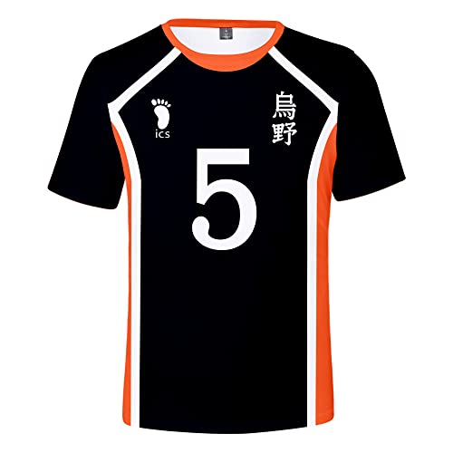 LKY STAR Anime Haikyuu T-Shirt Cosplay Japanese Karasuno High School Manches Courtes Lettre Impression Nouveau Décontracté Col Rond pour Homme et garçon Cover