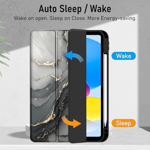 Image of Robustrion Cover for iPad 11th Generation (A16) / 10th Gen Cover Case with [Right Side Pencil Holder] [Auto Sleep Wake] [Soft Back] (2022 /2025), Case for iPad 11th 11 inch / 10th 10.9 inch - Ocean Black