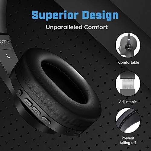 Bopmen Bluetooth Headphones Over Ear - Wired Headphones with Deep Bass, Comfortable Ear Cups, Built-in Microphone Wireless Headphones for Phone iPad PC Laptop Music (S80)