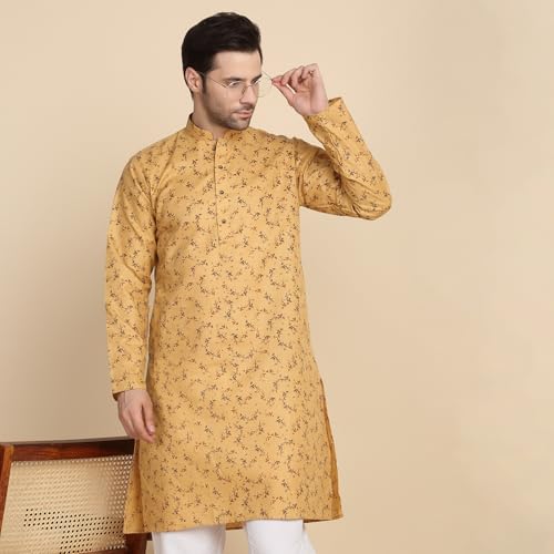 Image of KRAFT INDIA Men's Cotton Printed Stylish Ethnic Wear Kurta Pyjama