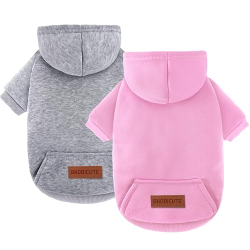 Image of 2 Pack Dog Hoodie Warm Hood Dog Sweater Cold Weather Small Dogs Sweatshirt Comfort Pet Clothes for Small Medium Dogs with Pockets Cats Chihuahua Clothes for Male Female Girl Boy Sporty Daily Wear