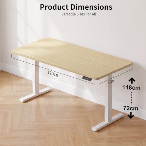 WALKINGDESK Höhenverstellbarer Schreibtisch 120 x 60 cm, Eiche – Ansicht 4