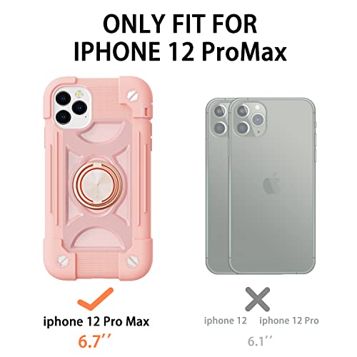 Image of MARKILL Compatible with iPhone Case with Ring Stand, Military Grade Drop Protection Full Body Rugged Heavy Duty Protective Durable Cover iPhone. (Pink, iPhone 12 Pro Max 6.7 inch)
