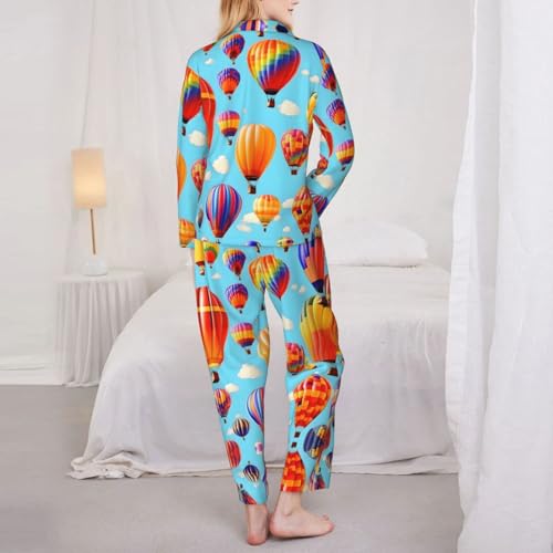 Ensemble pyjama 2 pièces confortable vêtements de nuit imprimé montgolfières