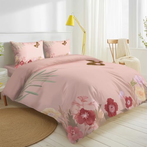 Drap housse papillon et housse de couette fraîcheur botanique