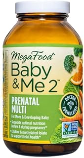 MegaFood Baby & Me 2 Prenatal Multi - Prenatal Vitamins for Mom & Developing Baby - Dr Formulated with Essential Nutrients like Folic Acid, Choline, Biotin, and More - Non-GMO - 120 Tabs (60 Servings)