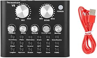 Computer Karaoke Voice Mixer External Audio Mixer Bluetooth Mobile Phone Live Sound Card for Live Broadcast Recording, Home KTV, Voice Chat, etc