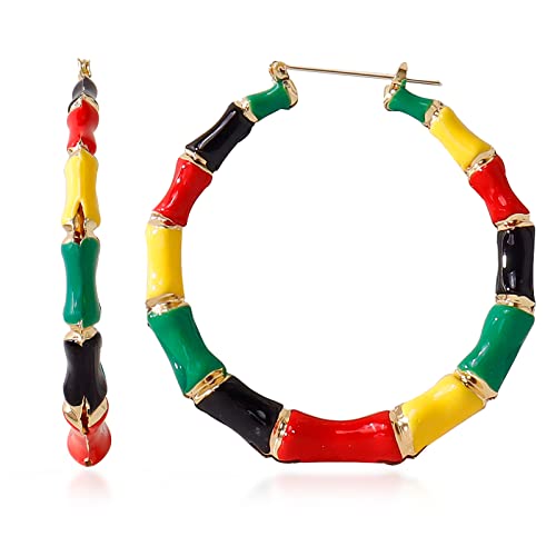 Rainbow Bamboo Hoop Earrings Pride Earrings Outfits for Women Colorful Gay Lesbian Lgbt Earring Pride Jewelry Shirts Accessories Gifts