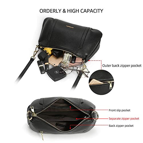 Image of DORIS&JACKY Leather Shoulder Handbags For Women Medium Designer Crossbody Purse And Bags With Two Detachable Straps