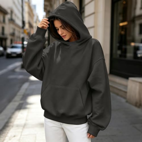 Funnel Neck Hoodie Women Oversized Mock Neck Sweatshirt Fall Outfits - image 3