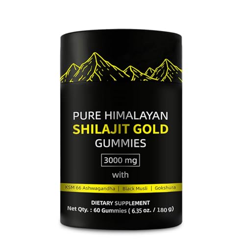 Shilajit Gold Gummies for Man, Gold Seal Pure Himalayan Shilajit Enriched with Acid Fulvic, Essential Minerals, 85+ Trace Elements to Boost Energy and Immunity, 60 Capsules.