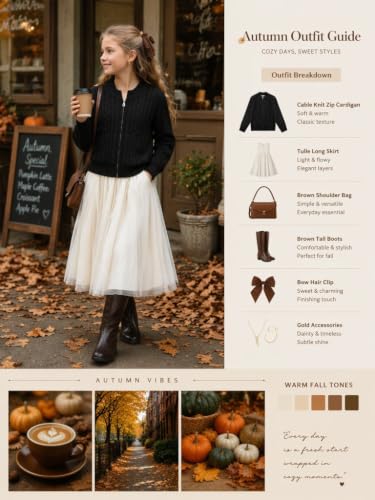 Image of GRACE KARIN Girls Knit Cardigan Sweater Zip Long Sleeve Kids School Uniform Fall Jacket Size 6-14