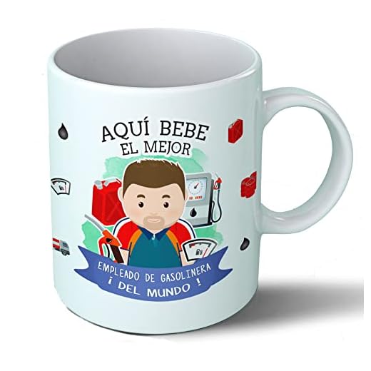 Planetacase - Taza Empleado de Gasolinera - Regalo Original - Cerámica 330 mL - Taza Desayuno Apta para Microondas y Lavavajillas - - Cerámica 330 mL - Resistente a Lavados